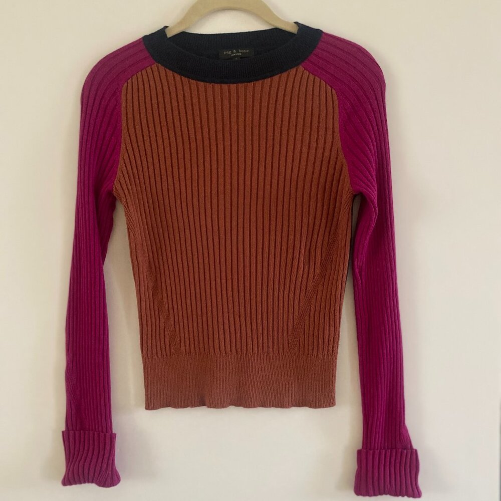 Rag & Bone Color Block Raglan Sleeve Sweater  "S"